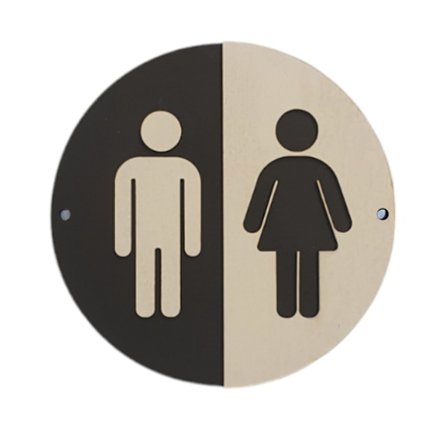 WC Toalett Skylt i trä Svart/Vit