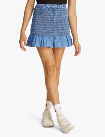 Tommy Jeans Tjw Chambray Ruched Skirt - Blue - S