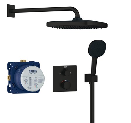 Grohe Precision Thermostat 348822430 Hodedusjsett svart, Baderom