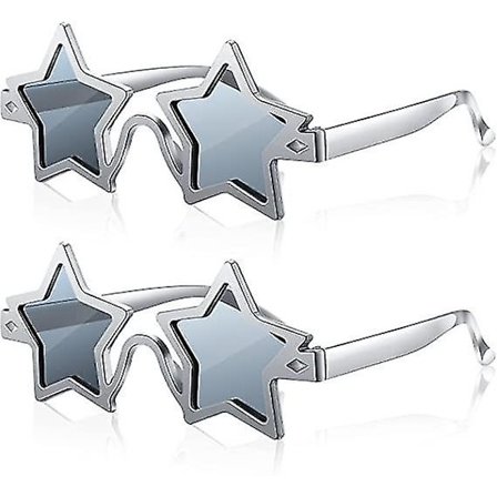 2 stk. stjerneformede solbriller Pentagram solbriller Fancy Dress Novelty solbriller til julefest (sølv)