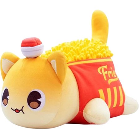 Uppstoppade kattdjur Aphmau Meemeows Cat Mjukdjur, Cat Meow Mjuk plysch Munk Hamburger Cat Plysch Doll (chips Cat , 9,84 tum)