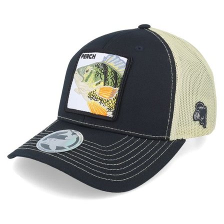 Skillfish - Svart trucker Keps - Perch Pro Fishing 112 Split Black/Vegas Gold Trucler @ Hatstore