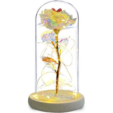 Beauty and the Beast Rose i glaskupol med LED Fairy Light Col