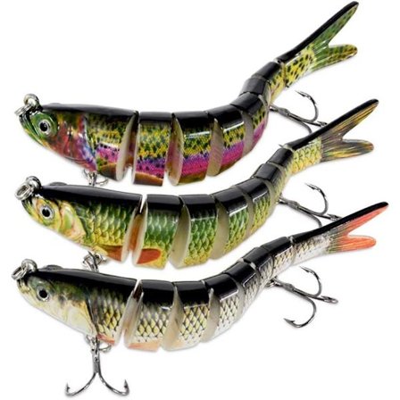 3 stk. fiskesluker for bass ørret topwater multi-leddet swimbaits sakte synkende bionisk swimbait bass ferskvann saltvann bass