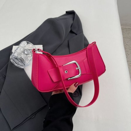 Vintage Belte Design Skuldervesker PU Skinn Crossbody Bag ROSE