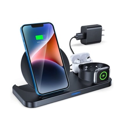 Trådlös laddare 3-i-1 trådlös laddningsstation 10W snabbladdningsställ för iPhone 13/13 Pro Max/12 Mini/11/11 Pro