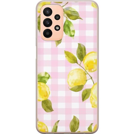 Kompatibelt Mobilskal till Samsung Samsung Galaxy A23 Citron rosa rutigt
