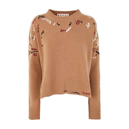 Marni Round-neck Strik Brun, Dame Striktrøjer