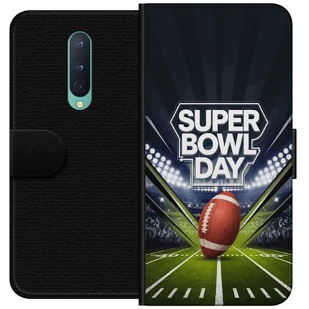 Yhteensopiva Lompakkokotelo OnePlus 8 Super Bowl Day juliste, jossa amerikkalainen jalkapallo valaistuksella varustetulla areenalla dramaattisessa urh