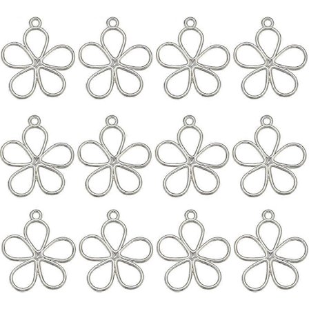 1 Laatikko 50kpl Onttoja Kukka-amuletteja Hopeisia Kukkaisamuletteja Seoksesta Vintage Mini Kevätkukka Avoin Kehys Tausta Kehys UV-hartsi Amuletti 