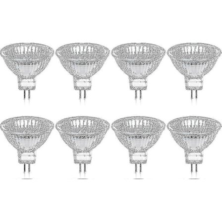 8-pakning 35W 12V Dimbar MR16 Gu5.3 Halogenpærer, 400 Lumen, 2800k Varmhvit, Glassdeksel