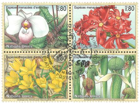 FN Geneve - Truede dyr 1996 - Stemplet sæt 4v