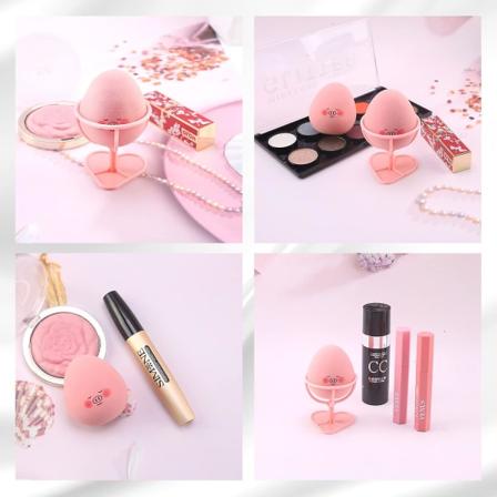 2-pak Rosa Sminkeholder Svampeholder Sminkepudder Puff Tørkebeholder (uten Beauty Egg)