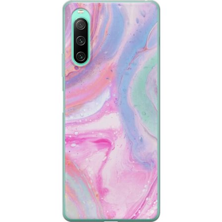 Kompatibel Mobilcover til Sony Sony Xperia 10 IV Abstrakt pastelfarvet marmor kunst med flydende akryl effekt i lyserød, blå og grøn til moderne in