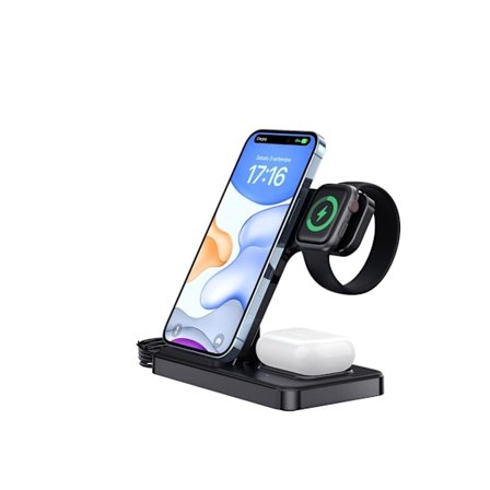3-i-1 15W Snabb Laddningsstation med Kontakt Kompatibel med Iphone 15 14 13 12 11/Xs Max/Xr Iwatch Ultra 2/Series 9/Ultra/Series