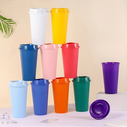 16oz/470ml Starbkss Matte Finish Reusable Mug Plastic Travel Coffee Cup To Go for Hot Drinking