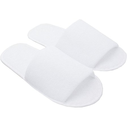 Hotelltofflor L-XL Öppna, 4 Par, Storlek 43-44, Frotté, Vita