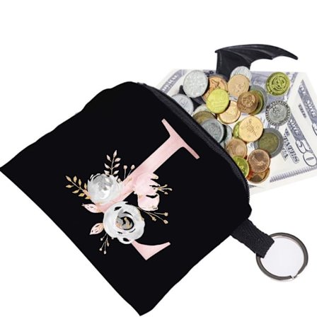 Canvas Initialer Mynt Kort Ficka Plånbok Pengahållare för Kvinnor Män Barn