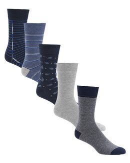 Miesten sukat 5 kpl Sininen/kuviollinen-39/42-Åshild