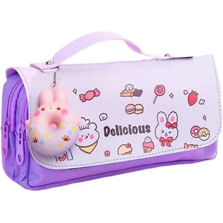 Søt pennal, studentutstyr og kontorveske med glidelås for penner, blyanter, markører, gelpenner, tusjer, viskelær og annet skoleutstyr
