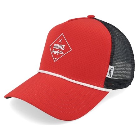 Djinns - Rood trucker Cap - Hft Cap Rubber Ripstring Red/Black A-Frame Trucker @ Hatstore