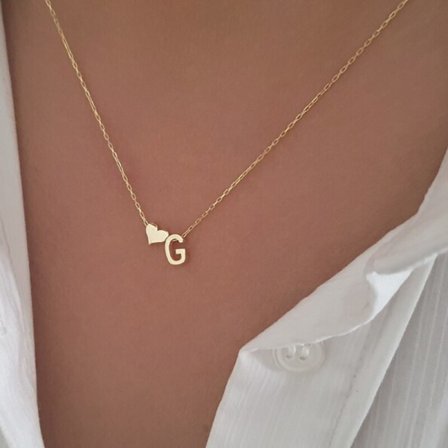 Personligt brevhalsband initialer Halsband Smycken Rostfritt stål Hjärthänge Flicka Dammode Bröllopspresenter