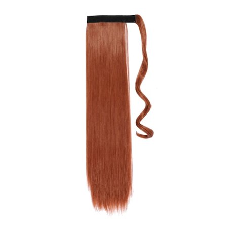 Syntetiskt hår 18/24 tum långt rak hästsvans omlott hästsvansklämma i hårförlängningar Svart hårstycke Huvudbonader