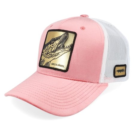 Skillfish - Pink trucker Kasket - Grisjävel Gold Velvet Pink/White A-frame Trucker @ Hatstore