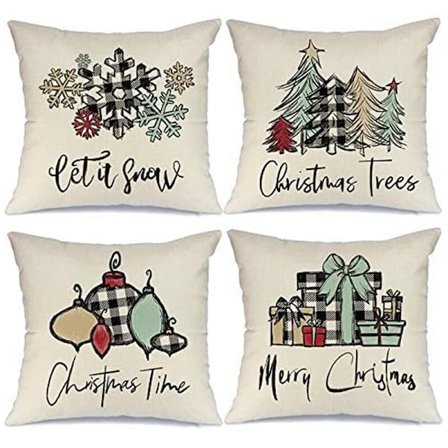 Julepudebetræk Buffalo Plaid Træ Bondehus Juleindretning til Hjemmet, Juledekorationer