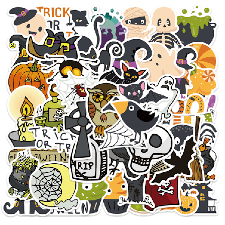 50 stk Halloween Dekorative Graffiti Klistremerker - Vanntette Klistremerker uten Rester for Bagasje, Datamaskiner & Mer (4-6cm) 8