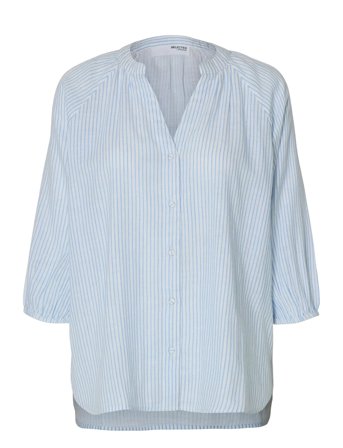 Slfalberta 3/4 Stripe Shirt Noos Blue Selected