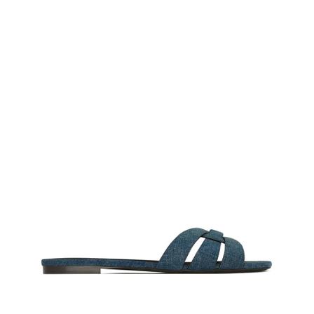 Saint Laurent, Tribute Flat Mules Niebieski, Kobieta, Rozmiar: 41 EU
