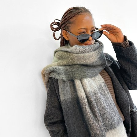 Fargerikt rutete skjerf for kvinner, varm vinterhals skjerf, tykt langt skjerf