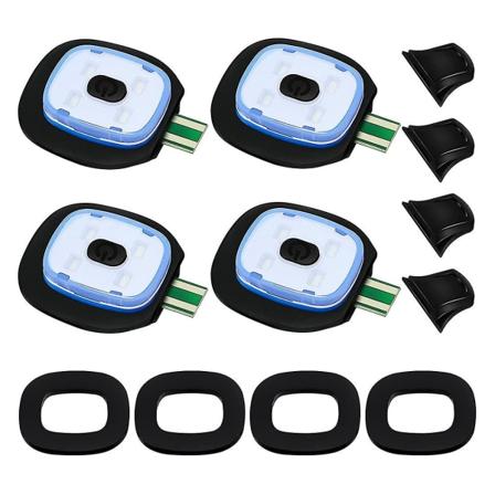 USB-oppladbar lys for LED-strikket lue, 4 stk., sterk, middels og svak lysmodus LED-lue
