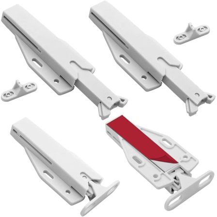 Tryk for at åbne skabslåger, tryklåse, 4 stk. tryklåse skuffe dæmpning tryklåse fjeder tryklåse skabslåge lukkesystemer, hvid