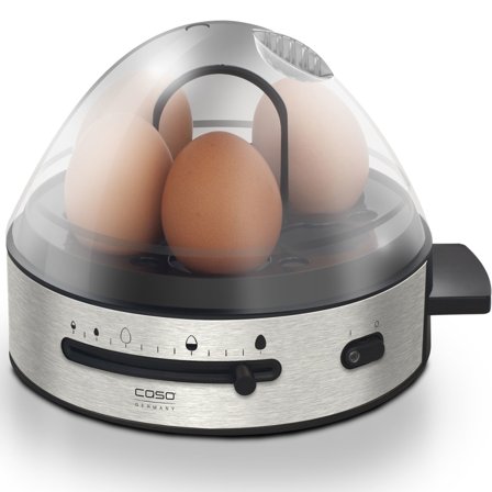 Caso E7 Eggekoker, 7 egg, Stål/Svart - Kjøp kjøkkenmaskin hos Bakeren og Kokken' - 'Stål og svart