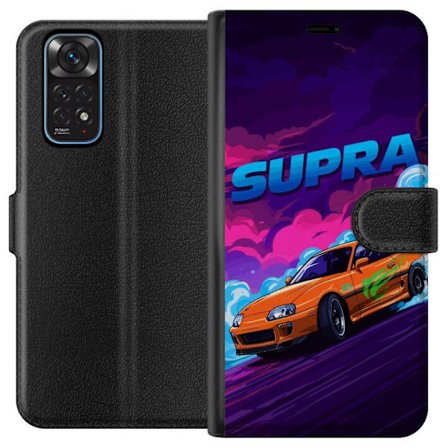 Kompatibelt Lommeboketui til Xiaomi Redmi Note 11 Toyota Supra i drift med neonfarget røyk, fartfølelse og nattlig gatebilløpmiljø