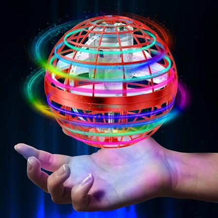 Flygende Ballleker, Svirrende Kule, Globusformet Magisk Kontroller Mini Drone, RGB Lys Spinner 360 Roterende Spinnende UFO Leke for Barn og Voksne (
