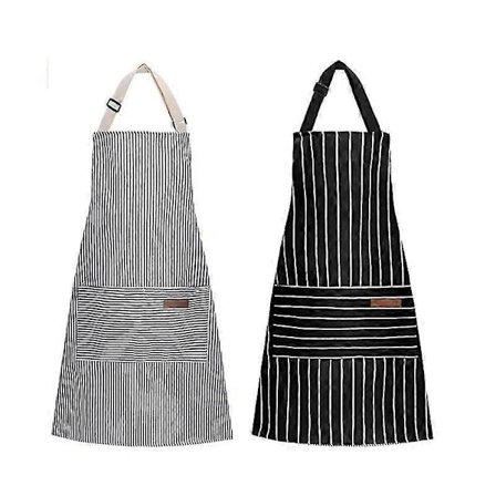 Justerbart hagesmæksforklæde - Madlavningsforklæder med 2 lommer Bomuldsbånd Kokkeforklæde til kvinder Mænd Bagning Havearbejde 2 stk