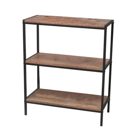 3-tasoinen puu- ja metallihylly "Riverside" - Ruskea/musta - K 76 x L 60 x P 30 cm