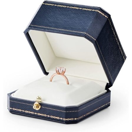 Ottekantet ringæske til forlovelse og smykker