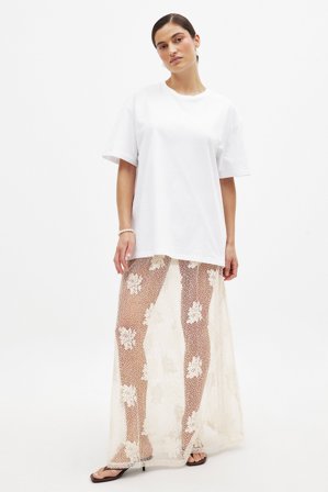 NA-KD Flowy Maxi Crochet Skirt - A-formet Nederdel - OffHvid - M (EU 38-40)