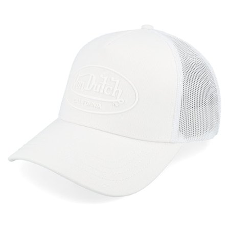 Von Dutch - Blanc trucker Casquette - Rubber Logo White A-Frame Trucker @ Hatstore