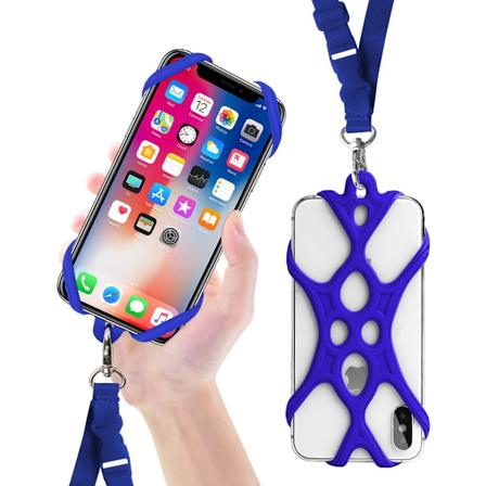 1 stk. Mobiltelefon Lanyard Rem Strop Etui Holder med Aftagelig Halsrem Universal til Smartphone iPhone 8,7 6S iPhone 6S Plus Dark Blue