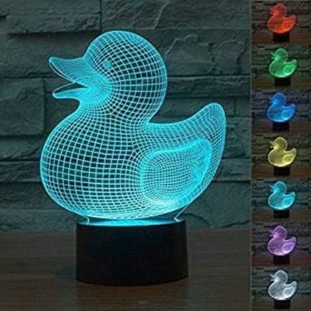 3D Andelys Nattlys Lampe Illusions Nattlys 7 Farge Skiftende Berøringsbryter Bord Skrivebord Dekor Lamper Gave med Akryl Flat ABS Base USB Kabel
