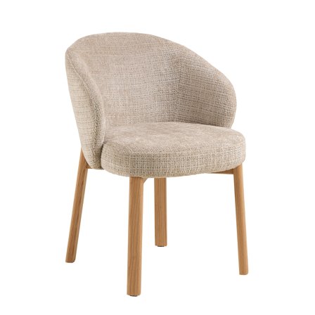 Vero Esszimmerstuhl, Juto Beige, moderner Polsterstuhl mit Taschenfedern und massiven Eichenbeinen, strukturierter Stoffbezug, Höhe 80,5cm