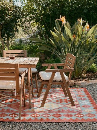 Tappeto Per Interni/Esterni Geometrico Lavable Saga Kilim - Turchese/Multicolore 160X230 In Stile Moderno