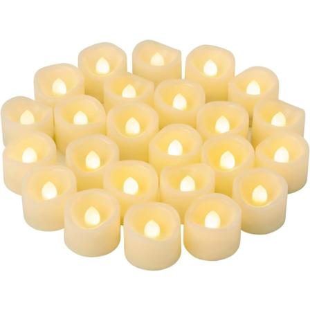 24 stk. LED-flammeløse flimrende telys, votivlys, batteridrevet/elektrisk flimrende LED-teltelys, bulk falske stearinlys til Halloween, jul, bryllup
