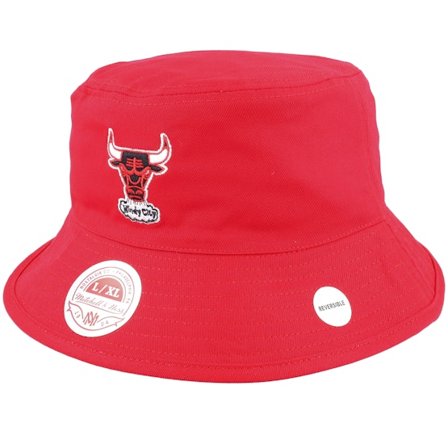 Mitchell & Ness - NBA Rød bucket Hat - Chicago Bulls Lifestyle Reversible Red/Grey Bucket @ Hatstore