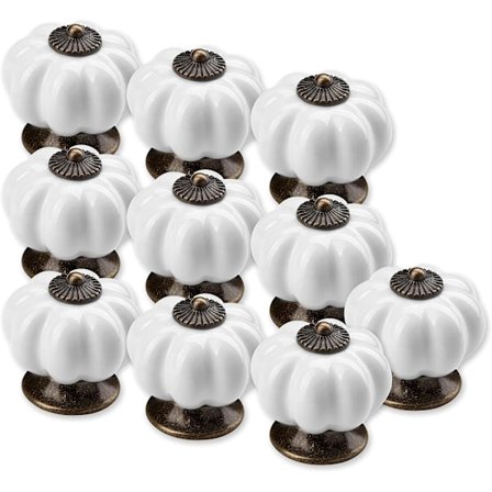 10 x Huonekalunappi Pommel 36mm Valkoinen Kiillotettu Jalusta Laatikon Nuppi Posliininuppi